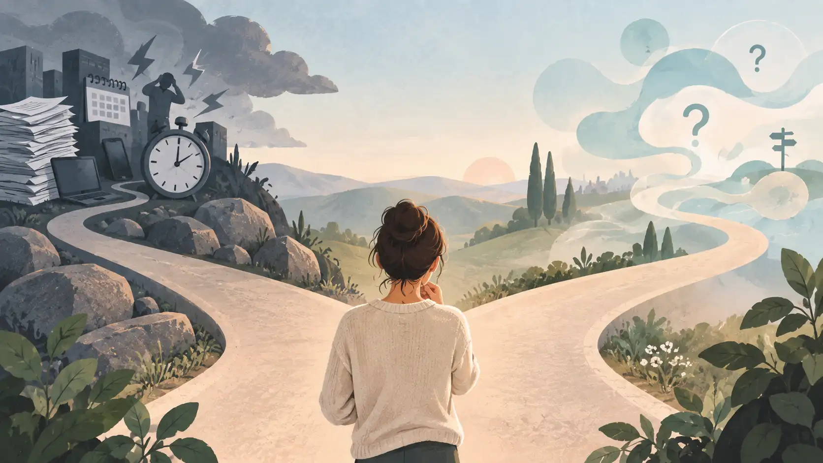 Rappresentazione concettuale della differenza tra stress e ansia